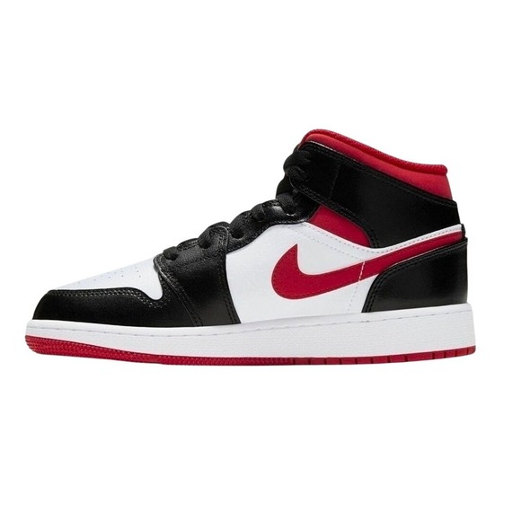 Jordan Other - Jordan Air Jordan 1 Mid Kids 2.5Y White Red Black‎ 640734-122 Basketball Shoes